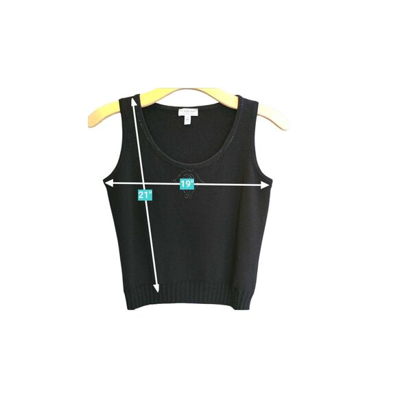 St. John Sport By Marie Gray Black Knit Sleeveless Top. Beaded Around the Neck a - Picture 4 of 10
